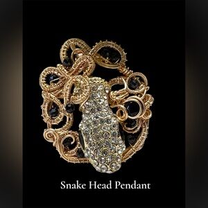 Gold and Black Snake Head Pendant